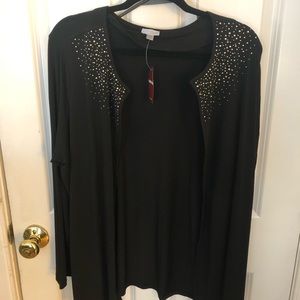 Avenue Sheer cardigan dress top with sparkles